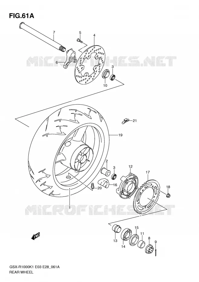 ACHTERWIEL (GSX-R1000K2) Suzuki MOTO 1000 GSX-R 2002  GSX-R1000K2(E3/E28)