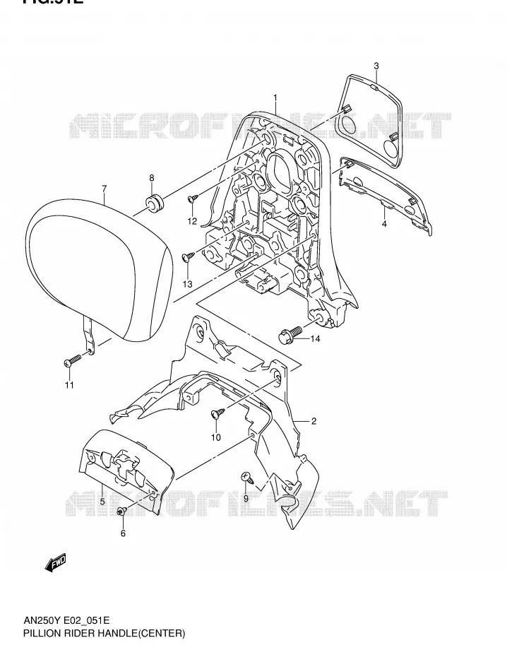 BACKREST (CENTER)(MODELE K2) Suzuki SCOOTER 250 BURGMAN 2000  AN250RY(E2)