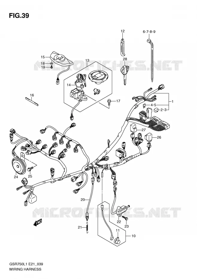 BEDRADING Suzuki MOTO 750 GSR 2011  GSR750L1(E21)