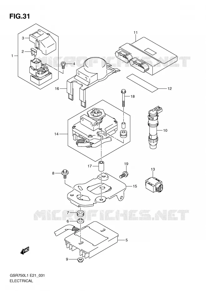 ELEKTRISCH (GSR750UEL1 E21) Suzuki MOTO 750 GSR 2012  GSR750L1(E21)