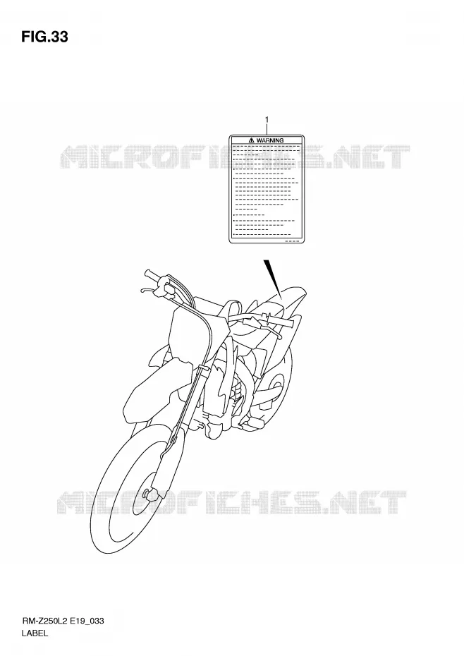 ETIKET Suzuki MOTO 250 RM-Z 2012  RM-Z250L2(E19)