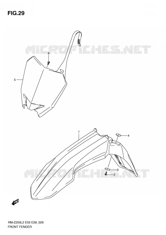 FRONT FENDER Suzuki MOTO 250 RM-Z 2012  RM-Z250L2(E03)