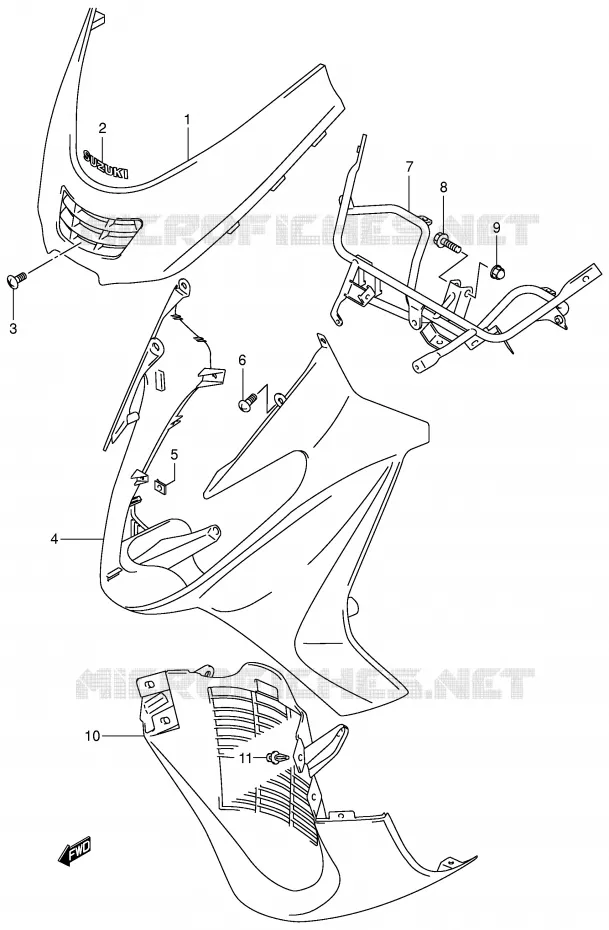 FRONT KUIP (MODELE K1) Suzuki SCOOTER 250 BURGMAN 2000  AN250RY(E2)