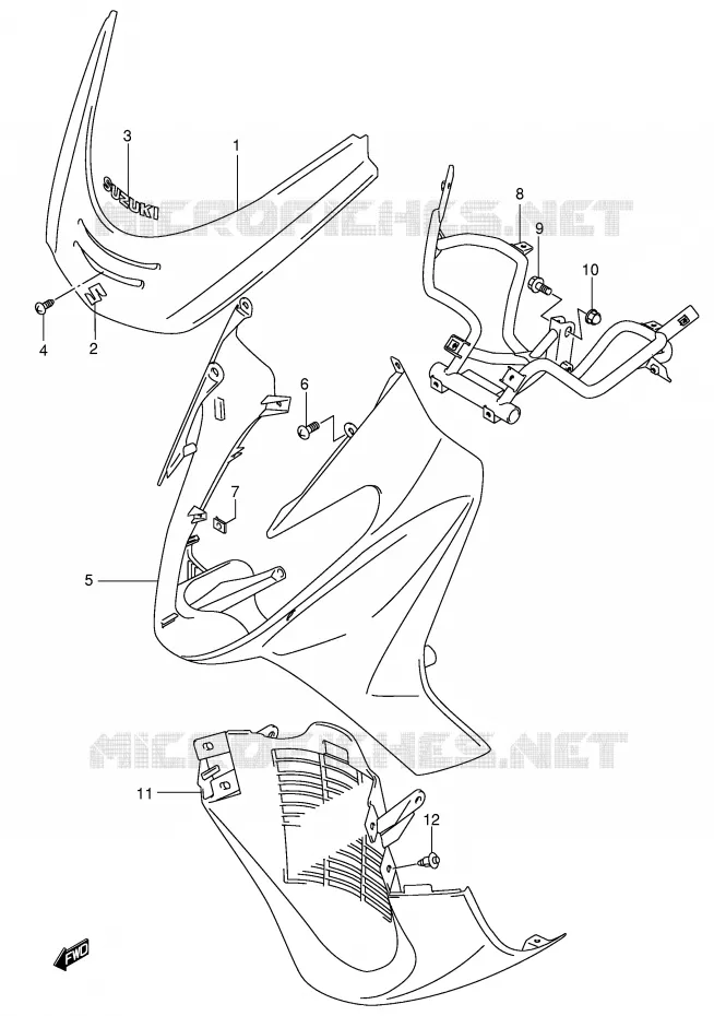 FRONT KUIP (MODELE X) Suzuki SCOOTER 400 BURGMAN 2000  AN400Y(E2)