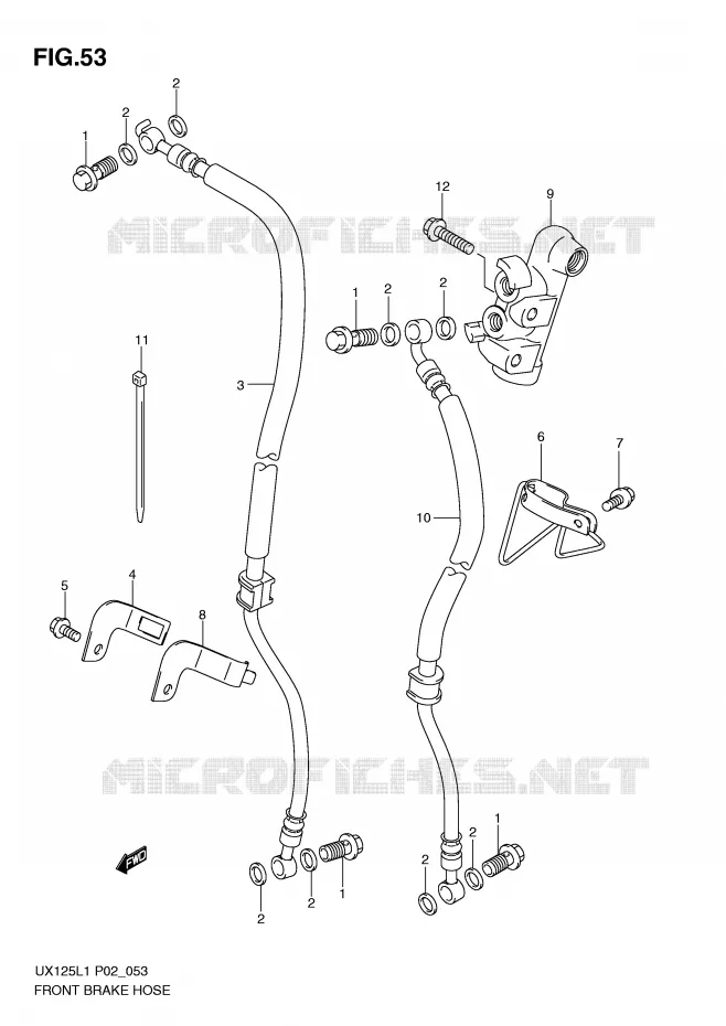 FRONT REMSLANG Suzuki SCOOTER 125 SIXTEEN 2011  UX125L1(P02)