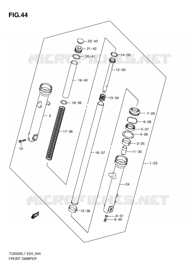 FRONT SCHOKDEMPER Suzuki MOTO 250 TU 2011  TU250XL1(E24)