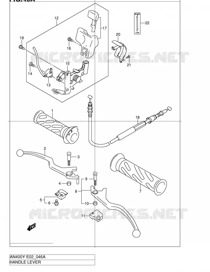 HANDGRIPS - LEVERS (MODELE K1/K2) Suzuki SCOOTER 400 BURGMAN 2000  AN400Y(E2)