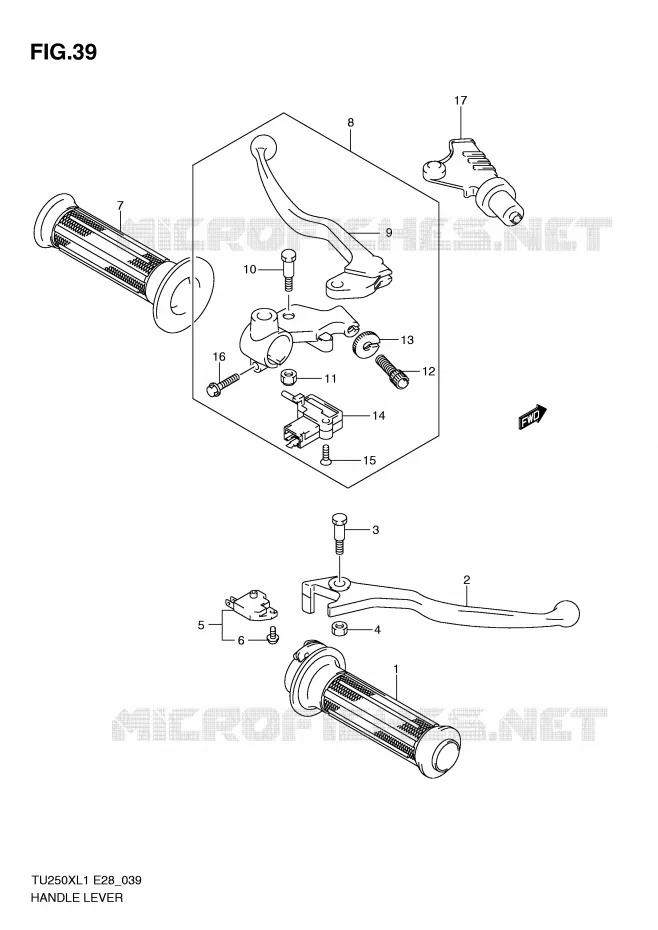 HANDGRIPS - LEVERS Suzuki MOTO 250 TU 2011  TU250XL1(E28)