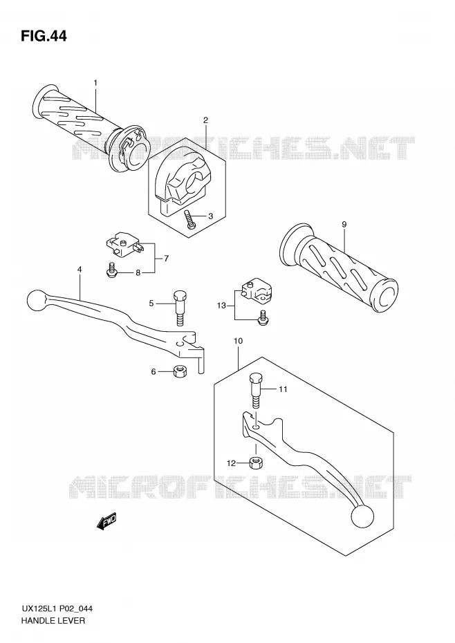 HANDGRIPS - LEVERS Suzuki SCOOTER 125 SIXTEEN 2011  UX125L1(P02)