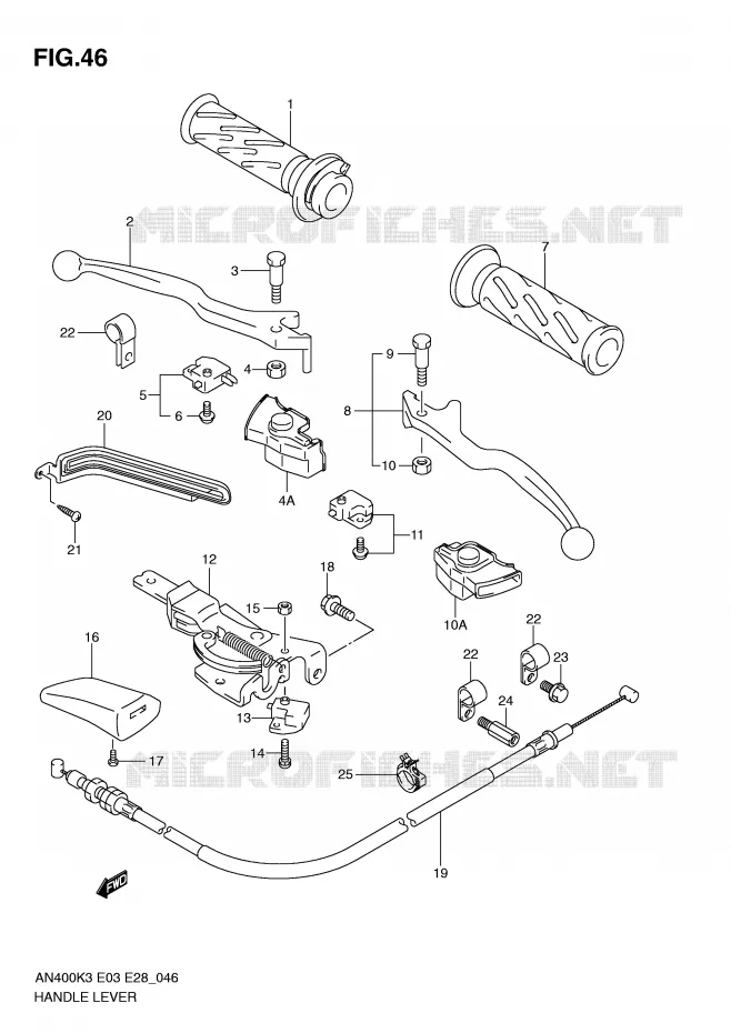 HANDGRIPS - LEVERS Suzuki SCOOTER 400 BURGMAN 2005  AN400SK5(E3/E28)