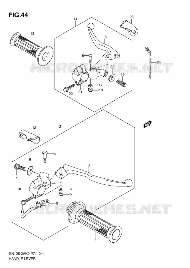 HEFBOMEN - HANDGRIPS (EN125HU/HUZ) Suzuki MOTO 125 EN 2009  EN125HUK9(P71)