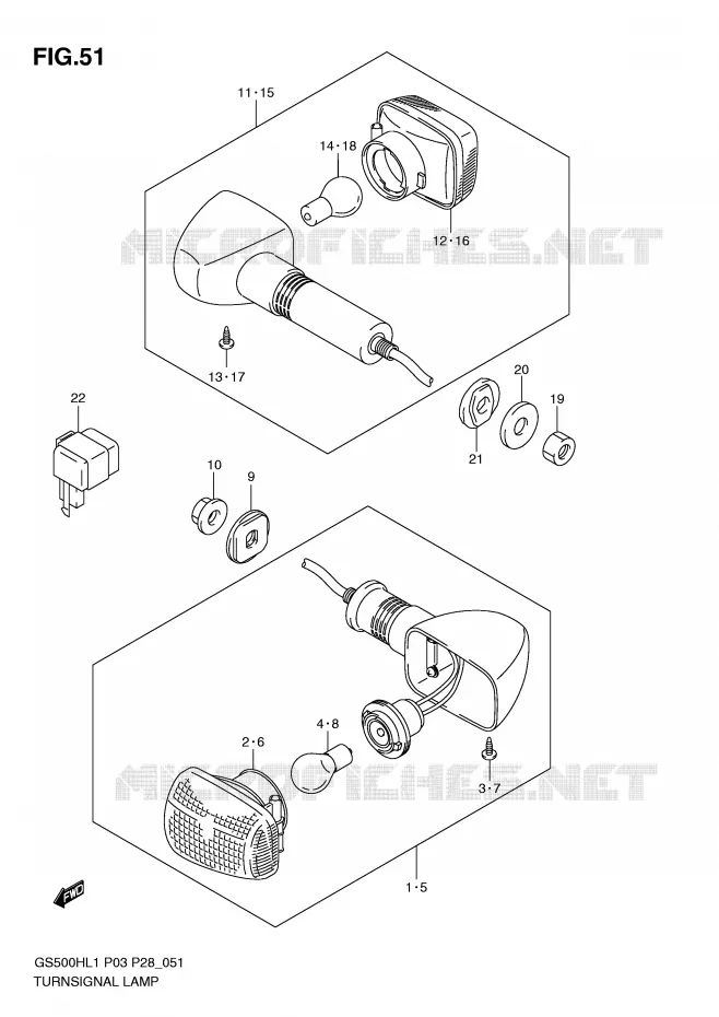 INDICATOREN (GS500FH P33) Suzuki MOTO 500 GS-F 2011  GS500FHL1(P3)