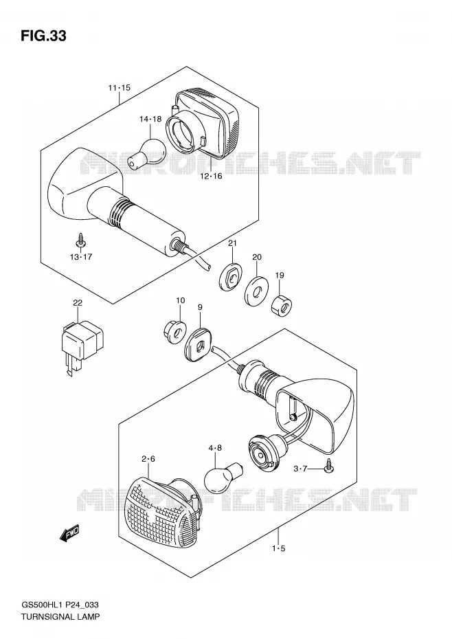 INDICATOREN (GS500FH) Suzuki MOTO 500 GS-E 2011  GS500HL1(L1)
