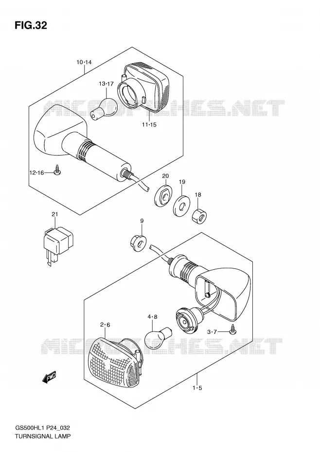 INDICATOREN (GS500H) Suzuki MOTO 500 GS-F 2011  GS500FHL1(L1)