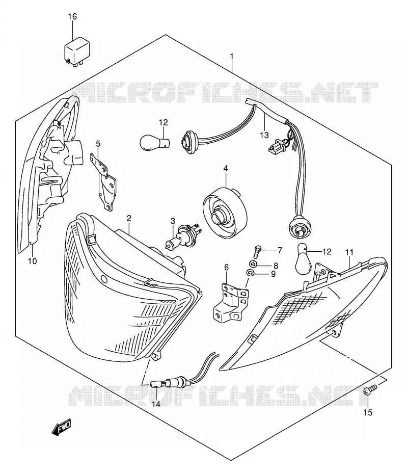 KOPLAMP (MODEL W/X/Y E4,E18,E22,E34,E54) Suzuki SCOOTER 250 BURGMAN 2000  AN250RY(E2)