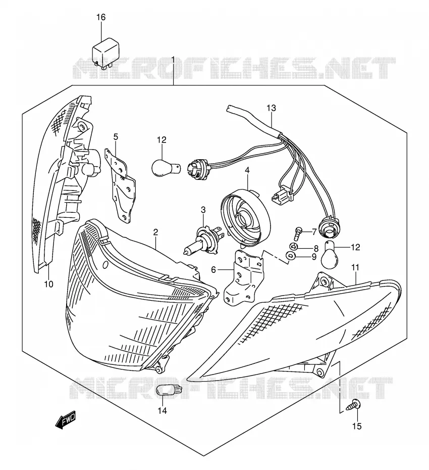 KOPLAMP (MODELE K1/K2) Suzuki SCOOTER 400 BURGMAN 1999  AN400X(E2)