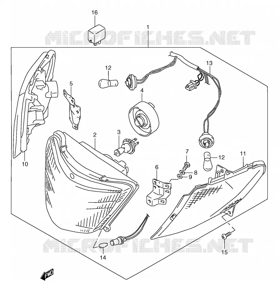 KOPLAMP (MODELE W/X/Y E2) Suzuki SCOOTER 250 BURGMAN 2000  AN250Y(E2)