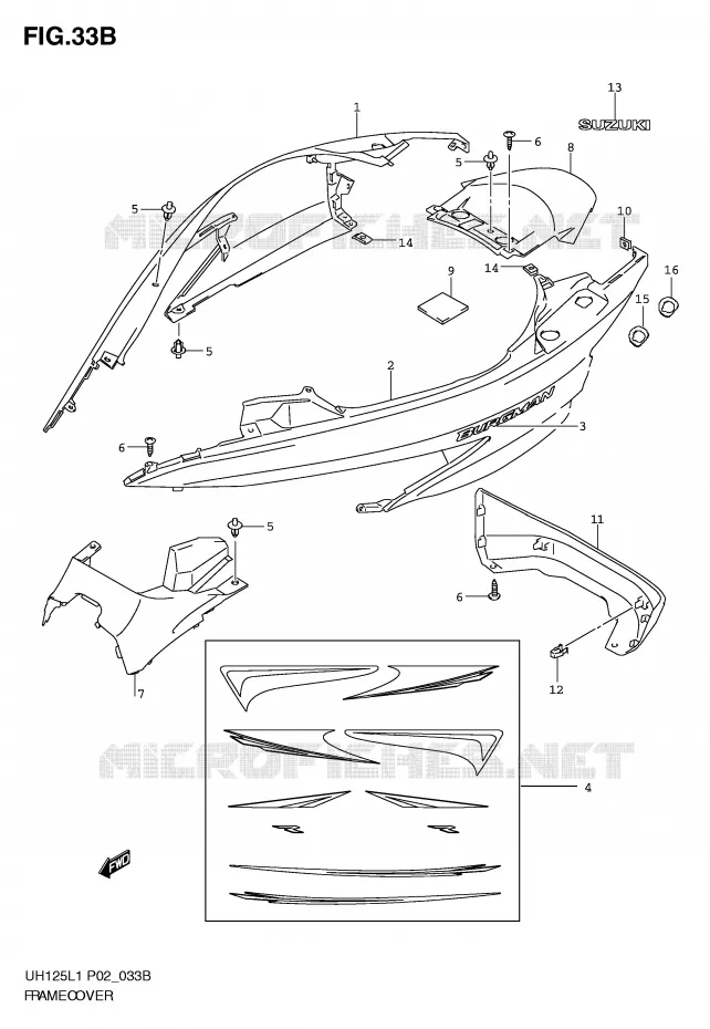 KUIP (MODEL RACING P19) Suzuki SCOOTER 125 BURGMAN 2011  UH125GL1(P2)