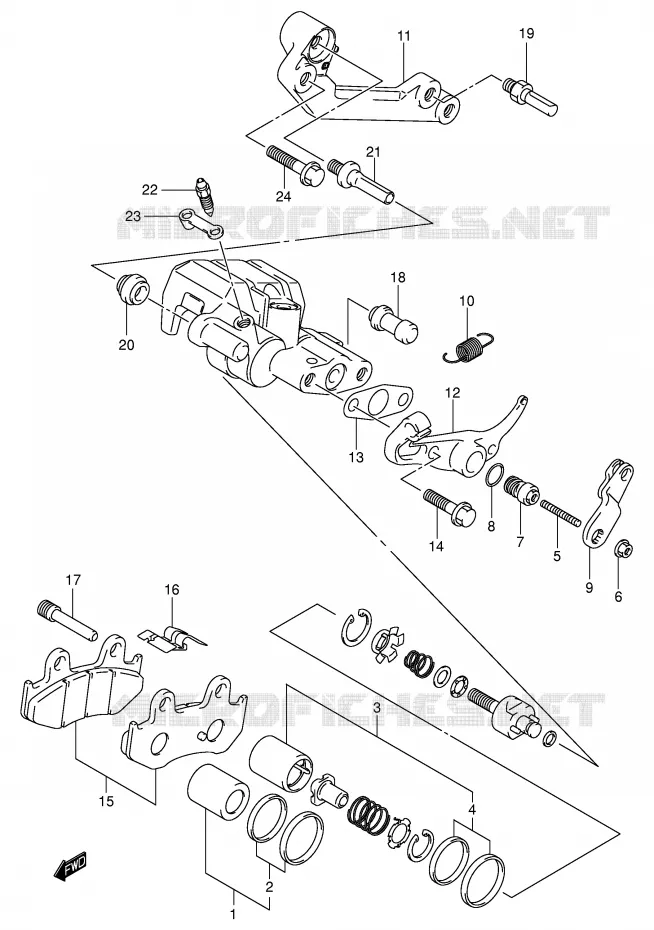 REAR CALIPER (MODELE K1/K2) Suzuki SCOOTER 400 BURGMAN 2000  AN400RY(E2)