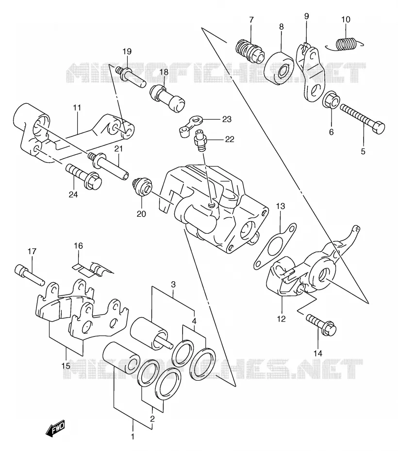 REAR CALIPER (MODELE W/X/Y) Suzuki SCOOTER 250 BURGMAN 1999  AN250X(E2)