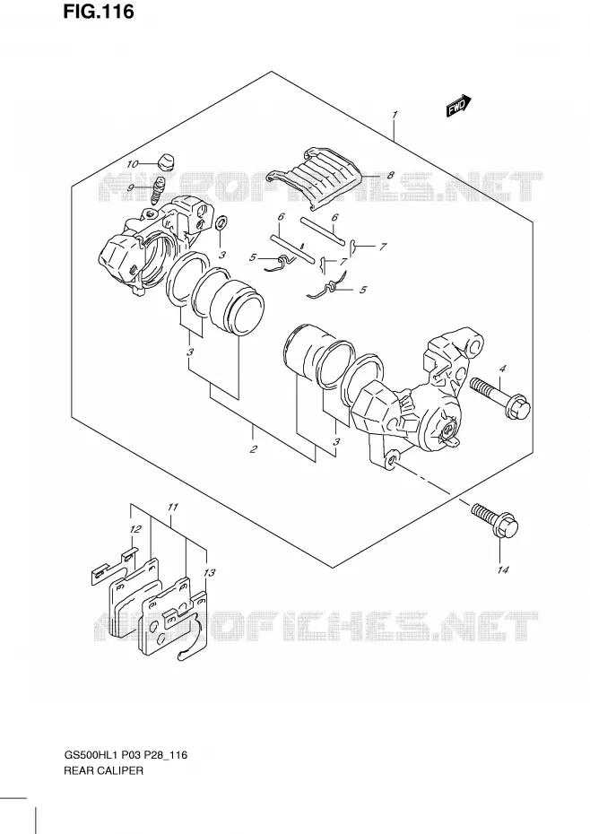 REAR CALIPER Suzuki MOTO 500 GS-F 2011  GS500FHL1(P3)