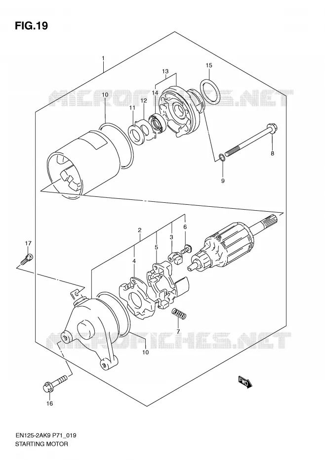 STARTMOTOR (DAICHOKOU) Suzuki MOTO 125 EN 2009  EN125-2AK9(P71)