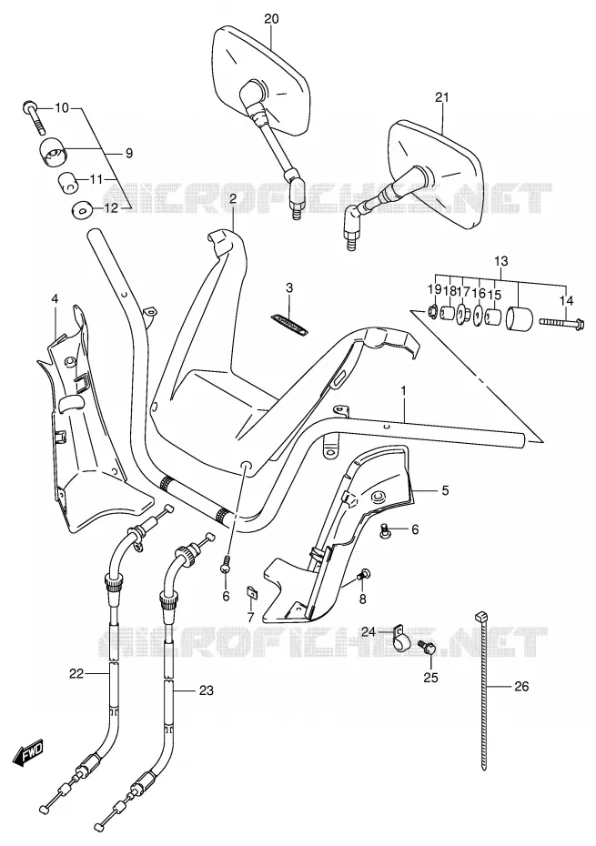 STUUR (MODELE K1/K2) Suzuki SCOOTER 250 BURGMAN 2002  AN250K2(E2)