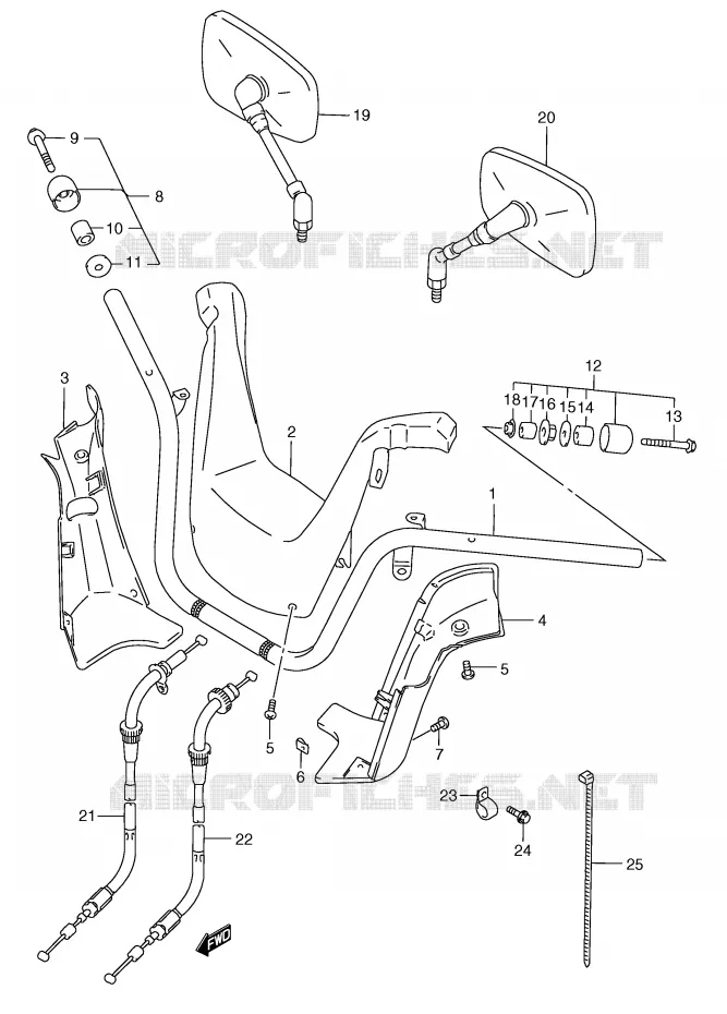 STUUR (MODELE W/X) Suzuki SCOOTER 250 BURGMAN 2000  AN250Y(E2)