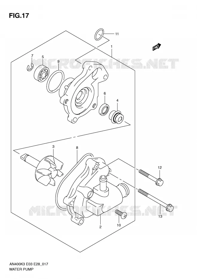WATERPOMP Suzuki SCOOTER 400 BURGMAN 2004  AN400K4(E3/E28)
