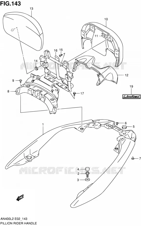 BACKREST (AN400ZAL2 E02) Suzuki SCOOTER 400 BURGMAN 2012  AN400AL2(E19,E24)