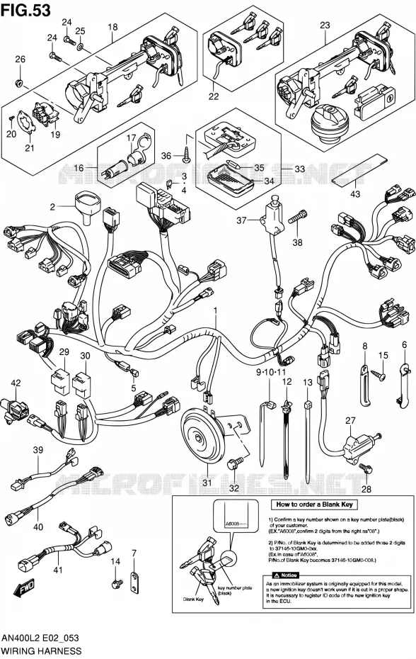 BEDRADING (AN400L2 E02) Suzuki SCOOTER 400 BURGMAN 2012  AN400AL2(E19,E24)