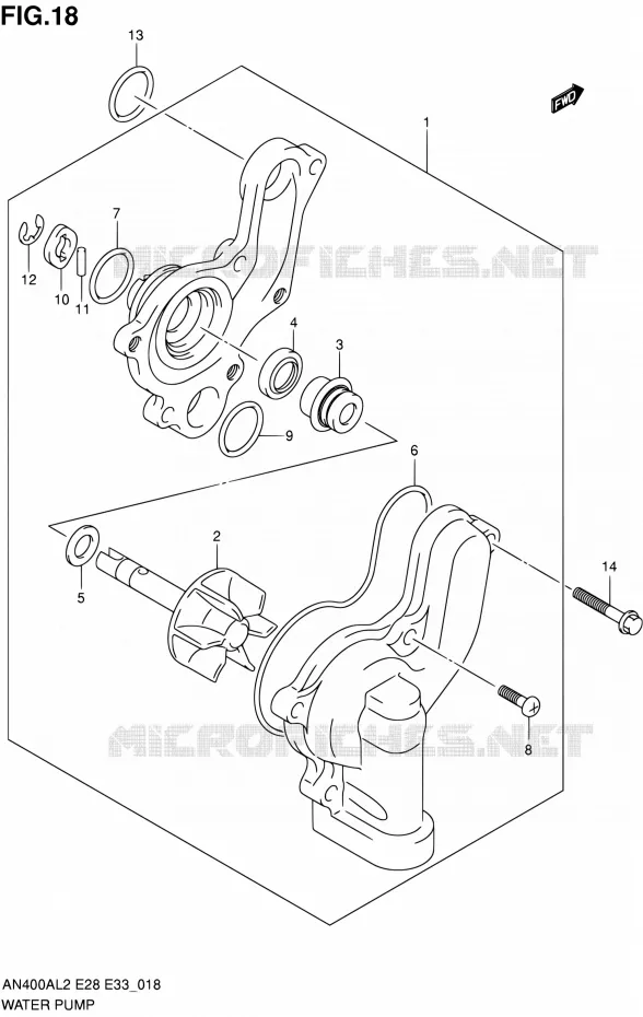 WATERPOMP Suzuki SCOOTER 400 BURGMAN 2012  AN400AL2/AN400ZAL2(E03,E28,E33)