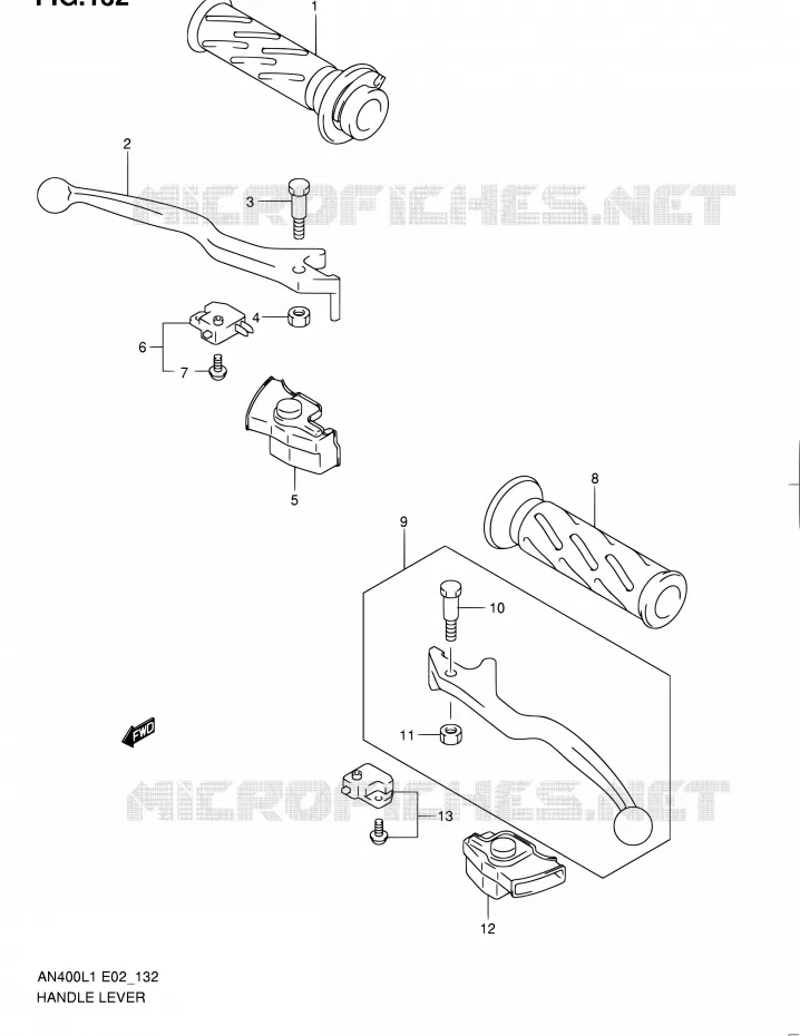 HANDGRIPS - LEVERS (AN400L1 E02) Suzuki SCOOTER 400 BURGMAN 2012  AN400ZA L1 (E02,E19,E51)