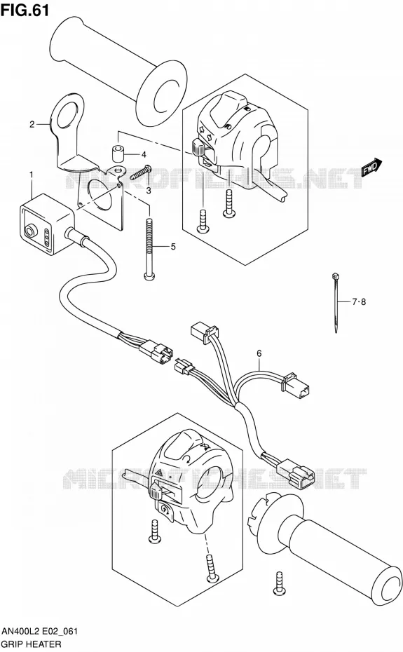GRIP HEATER (AN400ZAL2 E02) Suzuki SCOOTER 400 BURGMAN 2012  AN400ZAL2(E02,E19,E51)
