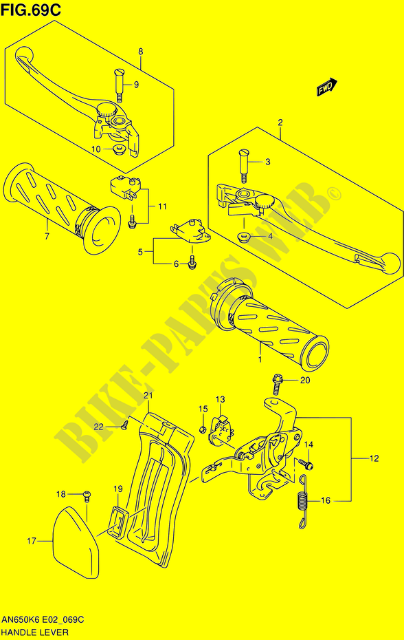 HANDGRIPS   LEVERS (AN650AK9/AL0 E24,E51,P37) voor Suzuki BURGMAN 650 2006