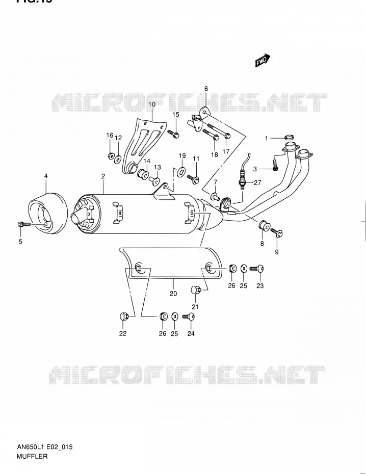 GELUIDDEMPER (AN650AL1 E02) Suzuki SCOOTER 650 BURGMAN 2011  AN650L1(E19)