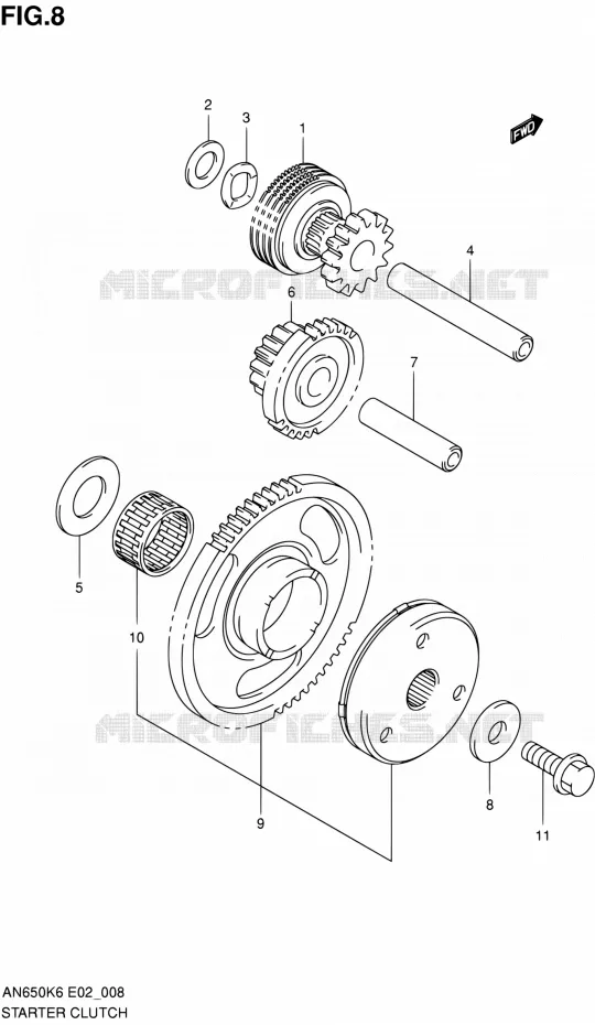 STARTMOTOR CLUTCH Suzuki SCOOTER 650 BURGMAN 2007  AN650A K7 (E02,E19,E24,E51)