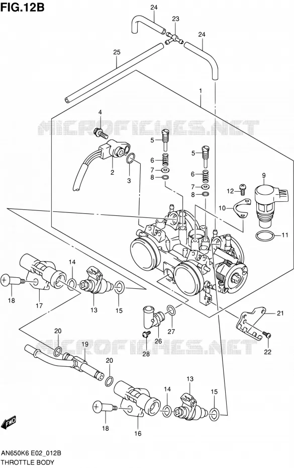 GASKLEPHUIS (MODEL K8/K9/L0) Suzuki SCOOTER 650 BURGMAN 2011  AN650A L0 (E02,E19,E24,E51)