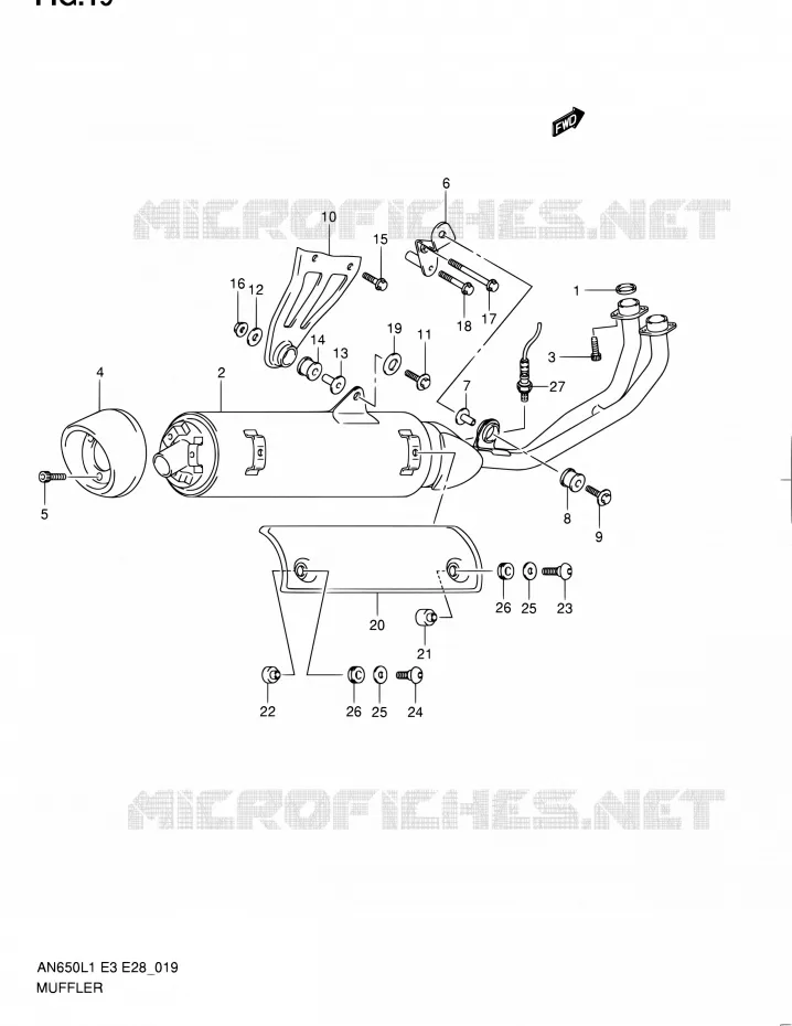 GELUIDDEMPER (AN650AL1 E28) Suzuki SCOOTER 650 BURGMAN 2011  AN650A L1 (E03,E28,E33)