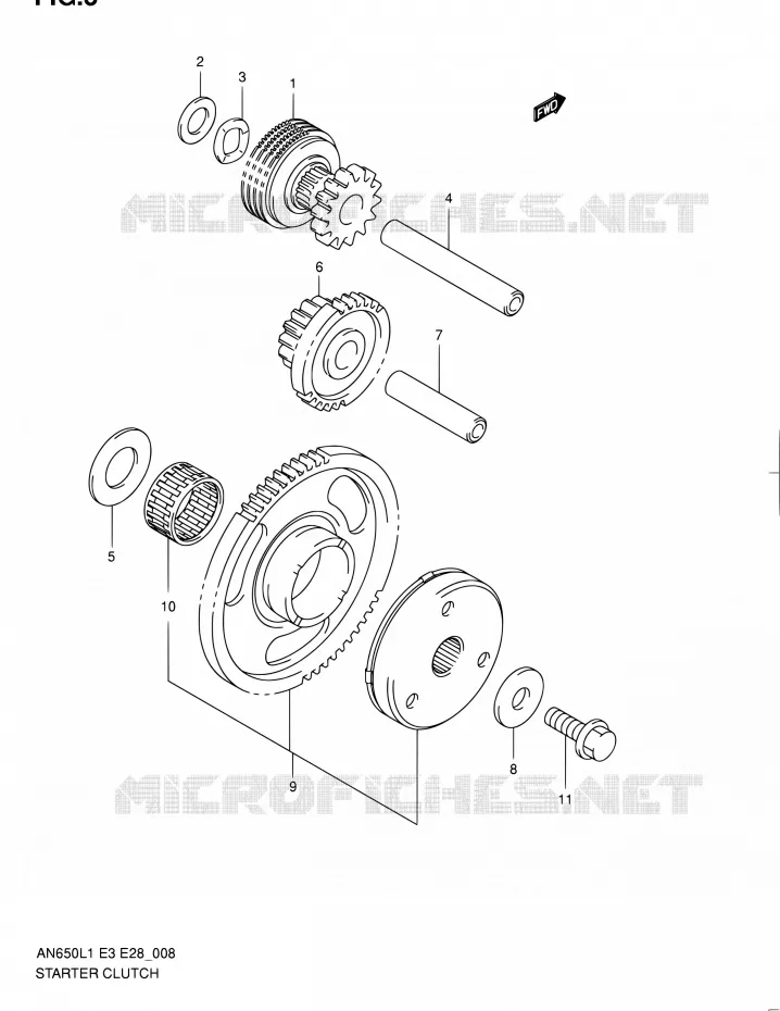 STARTMOTOR CLUTCH Suzuki SCOOTER 650 BURGMAN 2011  AN650A L1 (E03,E28,E33)