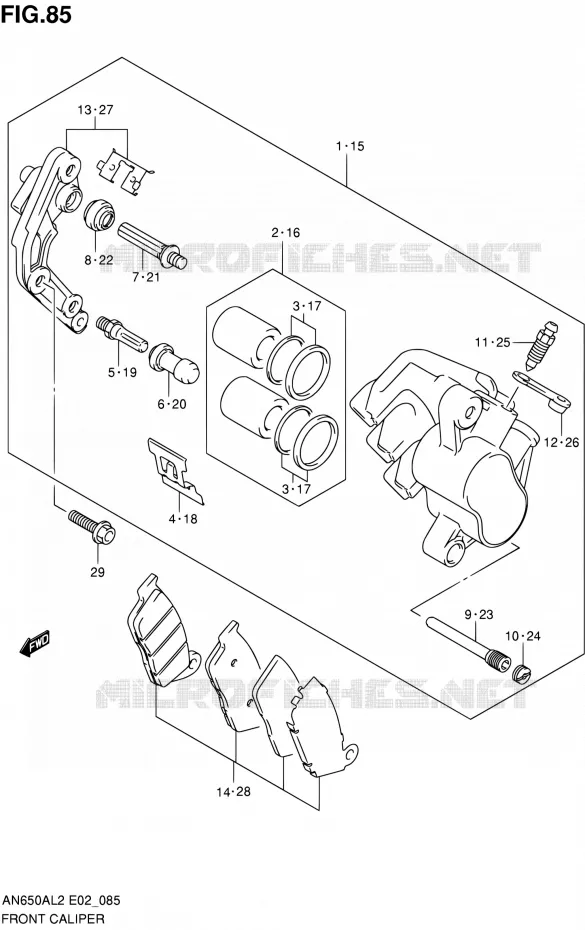 FRONT CALIPER Suzuki SCOOTER 650 BURGMAN 2012  AN650AL2(E19)