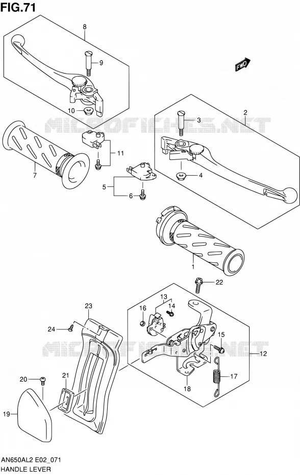 HANDGRIPS - LEVERS (AN650AL2 E24) Suzuki SCOOTER 650 BURGMAN 2012  AN650AL2(E24)