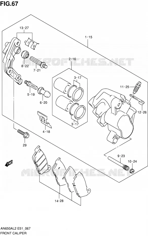 FRONT CALIPER Suzuki SCOOTER 650 BURGMAN 2012  AN650AL2(E51)