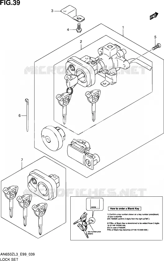 LOCK SET Suzuki SCOOTER 650 BURGMAN 2013  AN650Z L3 (E99)