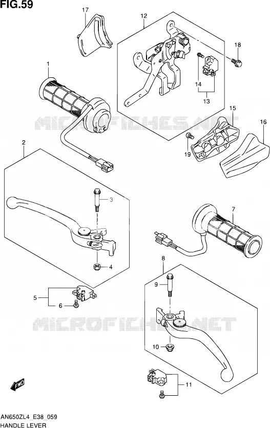 HANDGRIPS - LEVERS Suzuki SCOOTER 650 BURGMAN 2014  AN650Z L4 (E38)