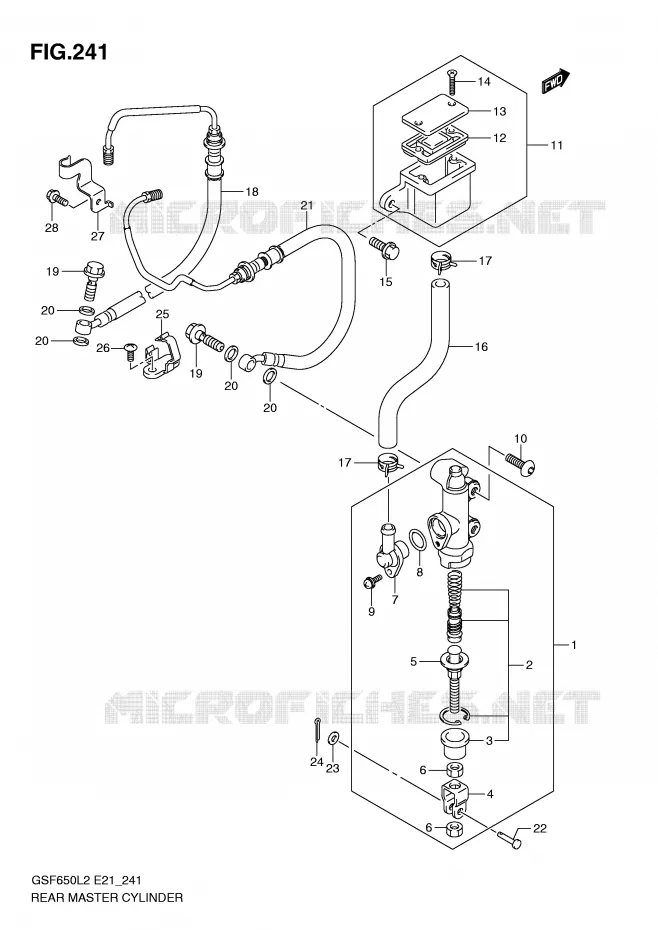 ACHTER hoofdremcilinder (GSF650AL2 E21) Suzuki MOTO 650 BANDIT 2012  GSF650SAL2(E21)