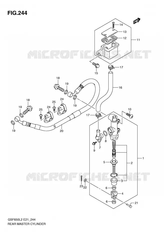 ACHTER hoofdremcilinder (GSF650SUL2 E21) Suzuki MOTO 650 BANDIT 2012  GSF650SUAL2(E21)