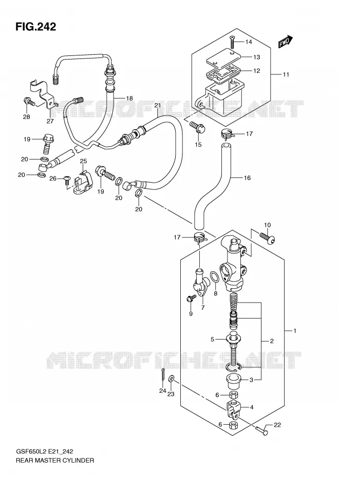 ACHTER hoofdremcilinder (GSF650UAL2 E21) Suzuki MOTO 650 BANDIT 2012  GSF650SL2(E21)