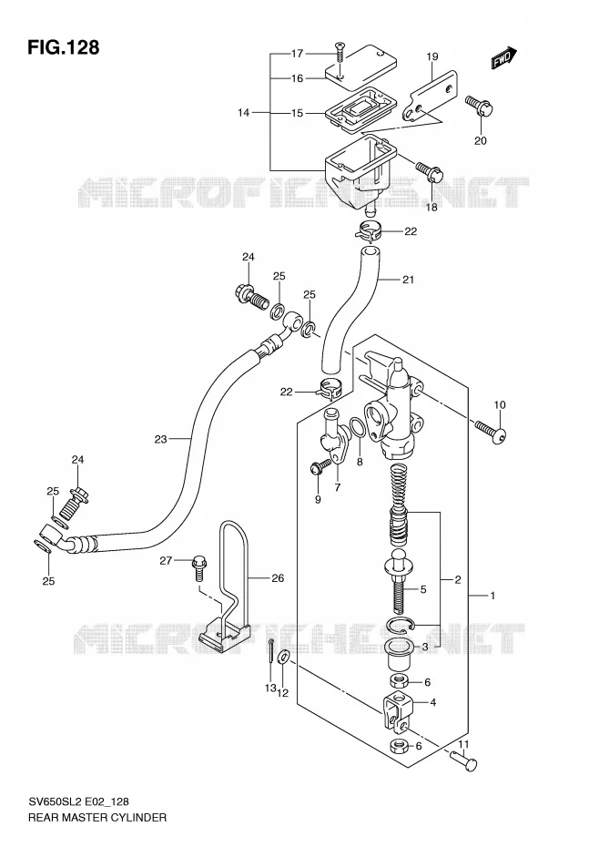ACHTER hoofdremcilinder (SV650SUL2 E24) Suzuki MOTO 650 SV 2012  SV650SAL2(E02)