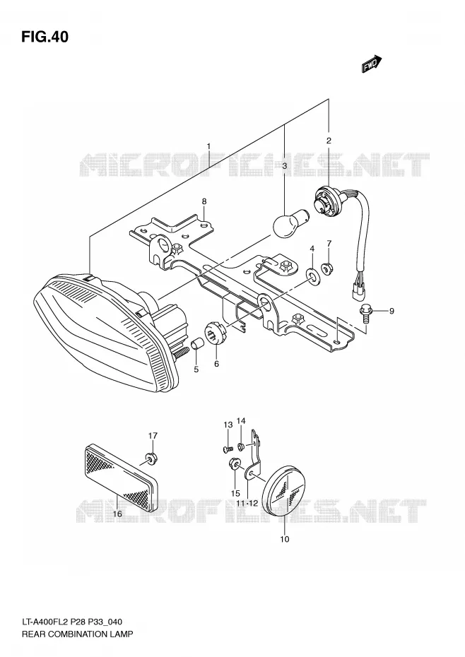 ACHTERLICHT (LT-A400FZL2 P28) Suzuki QUAD 400 KINGQUAD 2012  LT-A400FZL2(P28)